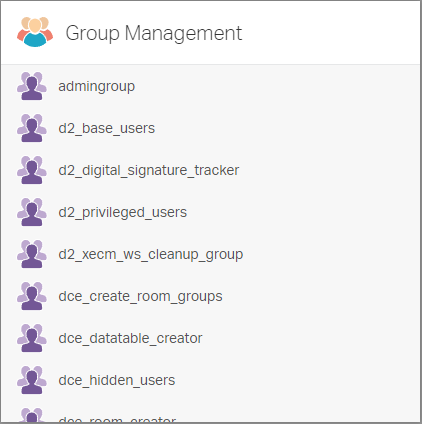 Admin Groups Widget